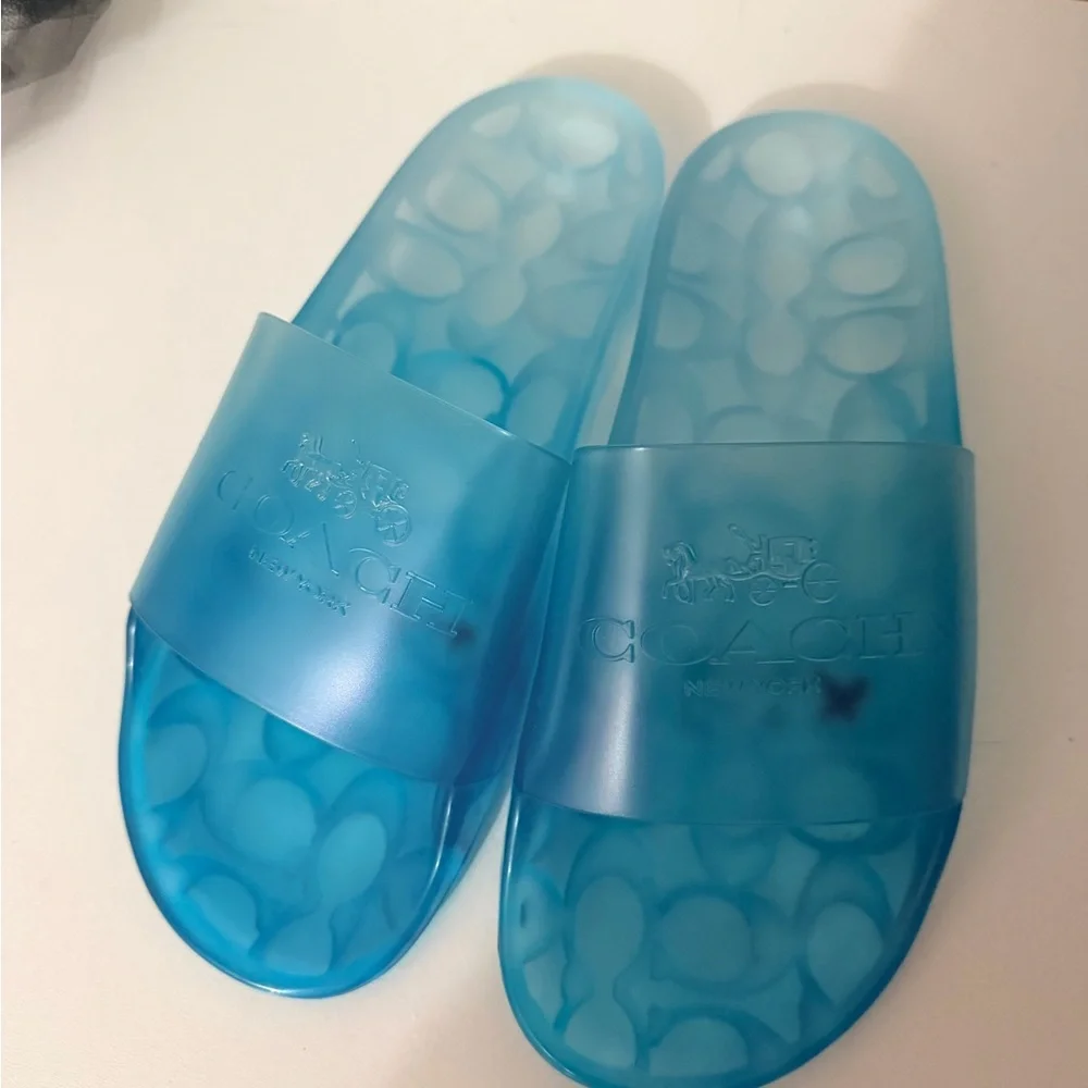 Coach Translucent Blue Slide Sandals - Picture 1 of 2